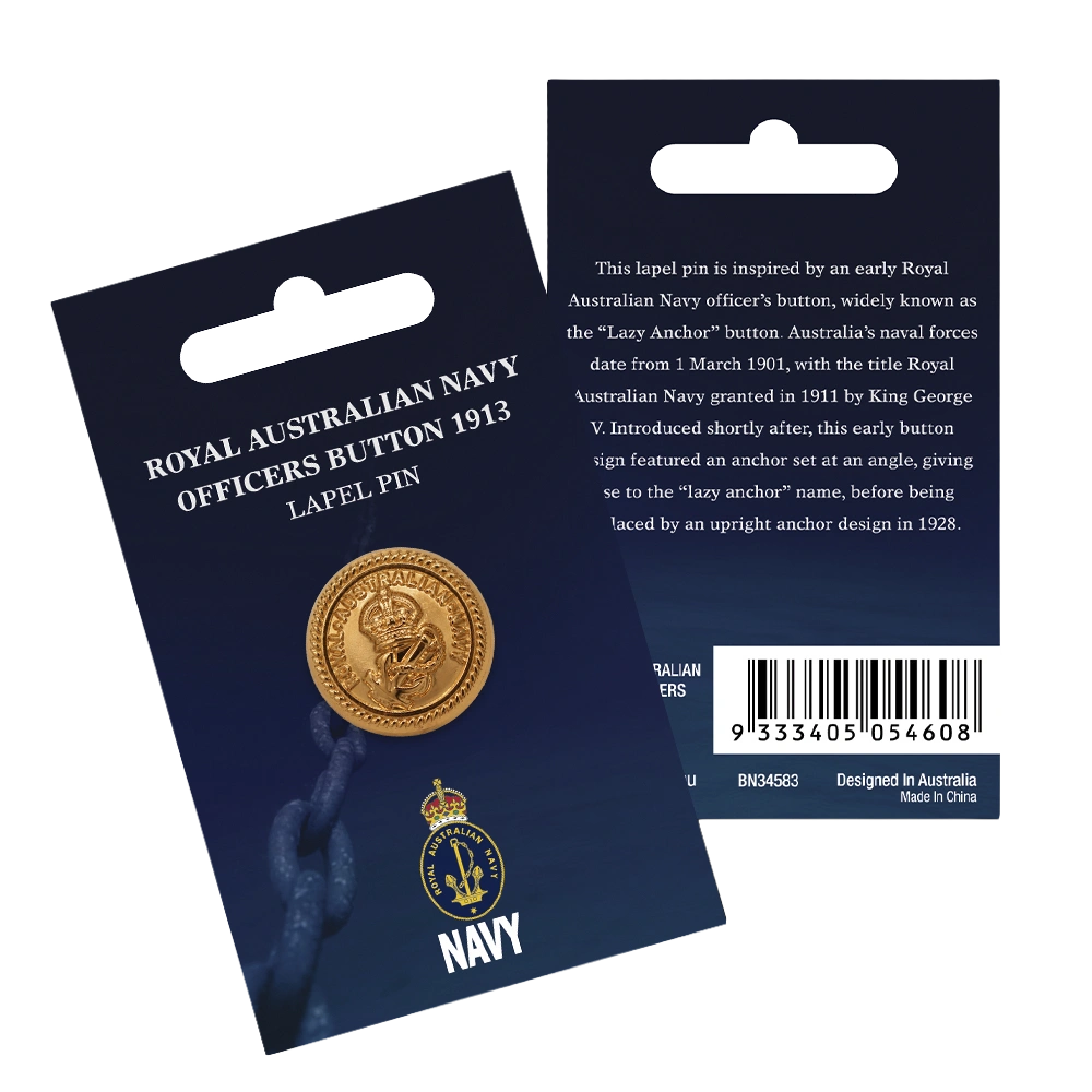 Officers Button 1913 Lapel Pin On Card